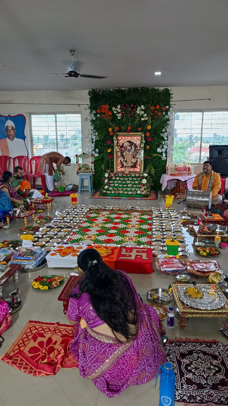 Puja arrangement by the Mahila Mandal